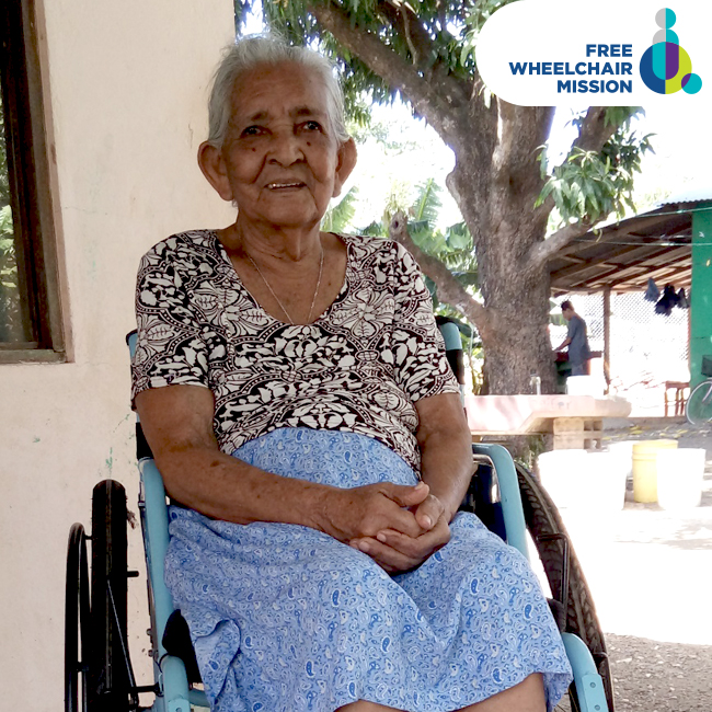 91-year-old Eugenia receives a new wheelchair.
