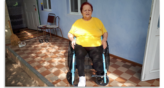 Proskovya outside in wheelchair