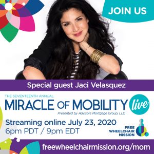 Platinum and Gold recording artist Jaci Velasquez is a special guest at Miracle of Mobility.