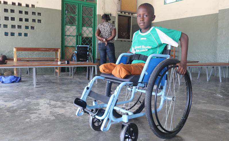 Darcy, a 10 year old in Burundi, had his legs amputated when he was four.