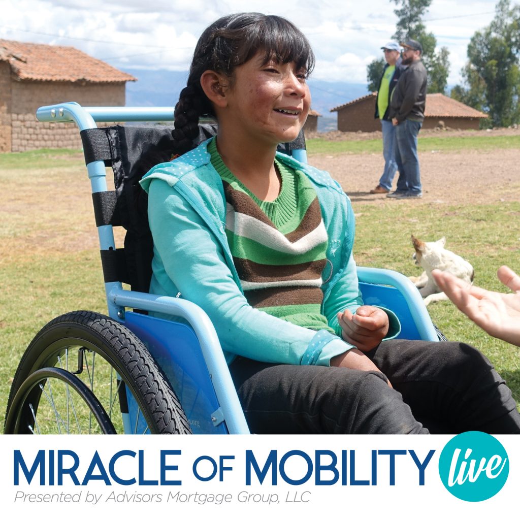 Flor, a girl in Peru who received the one millionth wheelchair from Free Wheelchair Mission.