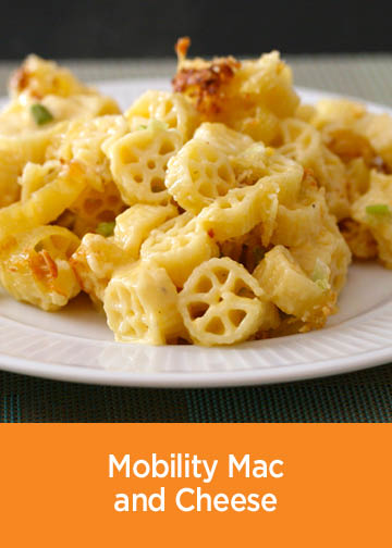 Wheel shaped macaroni and cheese for Miracle of Mobility