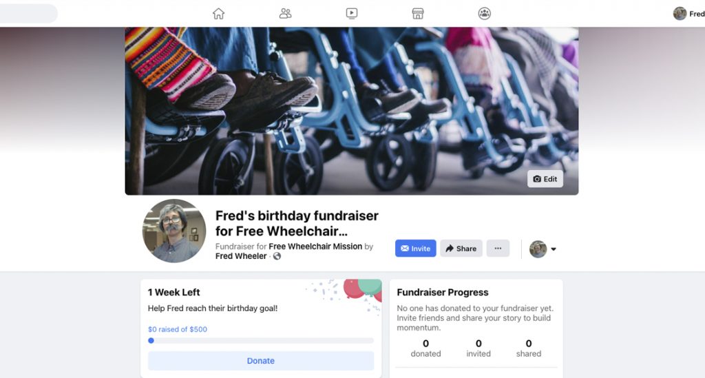 Here's how your Facebook Fundraising page will appear.