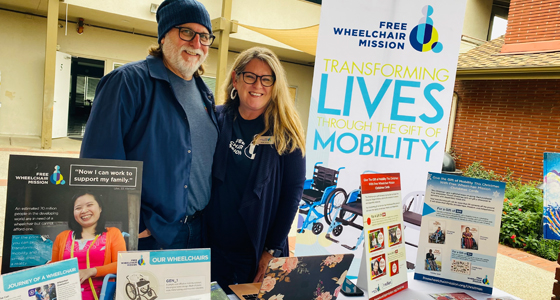 Free Wheelchair Mission booth at an alternative Christmas fair