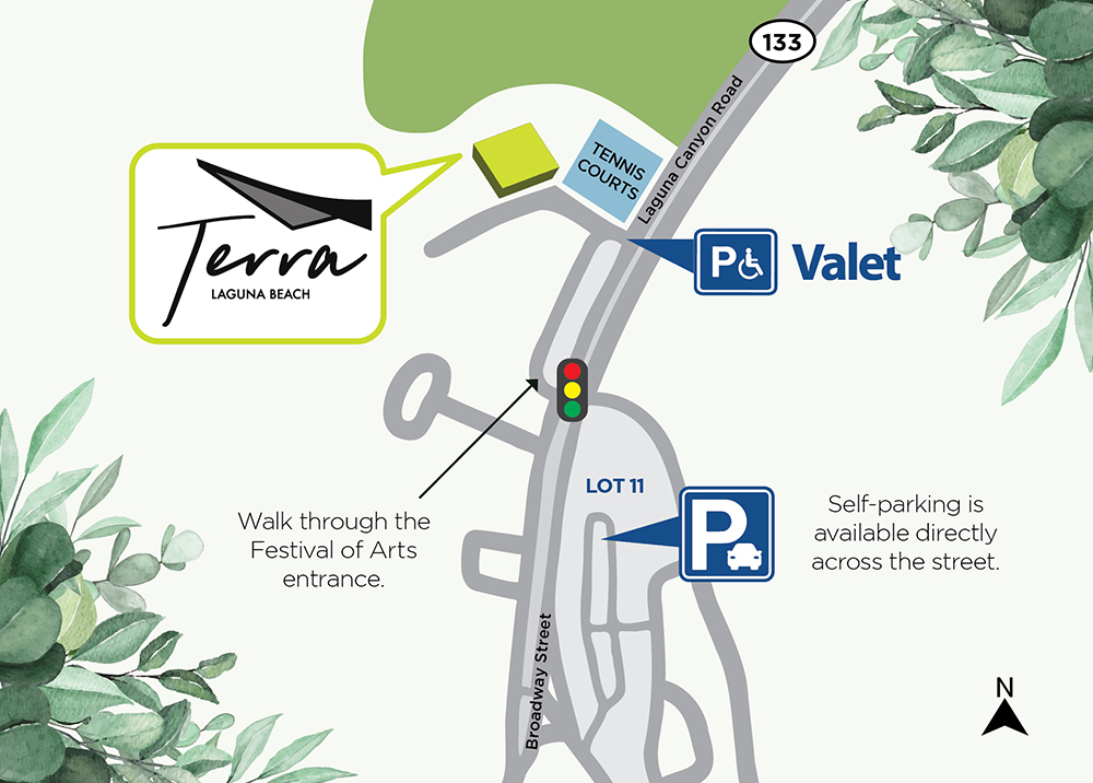 A map for parking at Terra Laguna Beach.