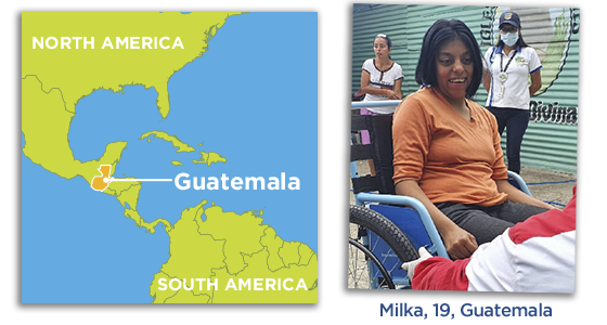 A map of Guatemal next to a photo of Milka, a 19-year-old from Guatemala.
