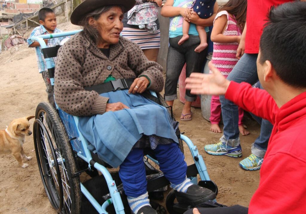 Sabrina, a woman with osteoporosis, in a wheelchair, in Peru